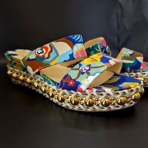 Christian Louboutin Janitag 60 Satin Wallpaper/Nappa shiny Sandals Size 40 - Use